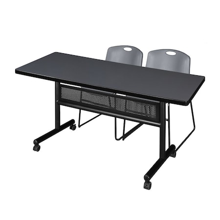 Kobe Rectangle FlipTop Table, 60" W, 29" H, Laminate Top, Gray MKFTM6030GY44GY